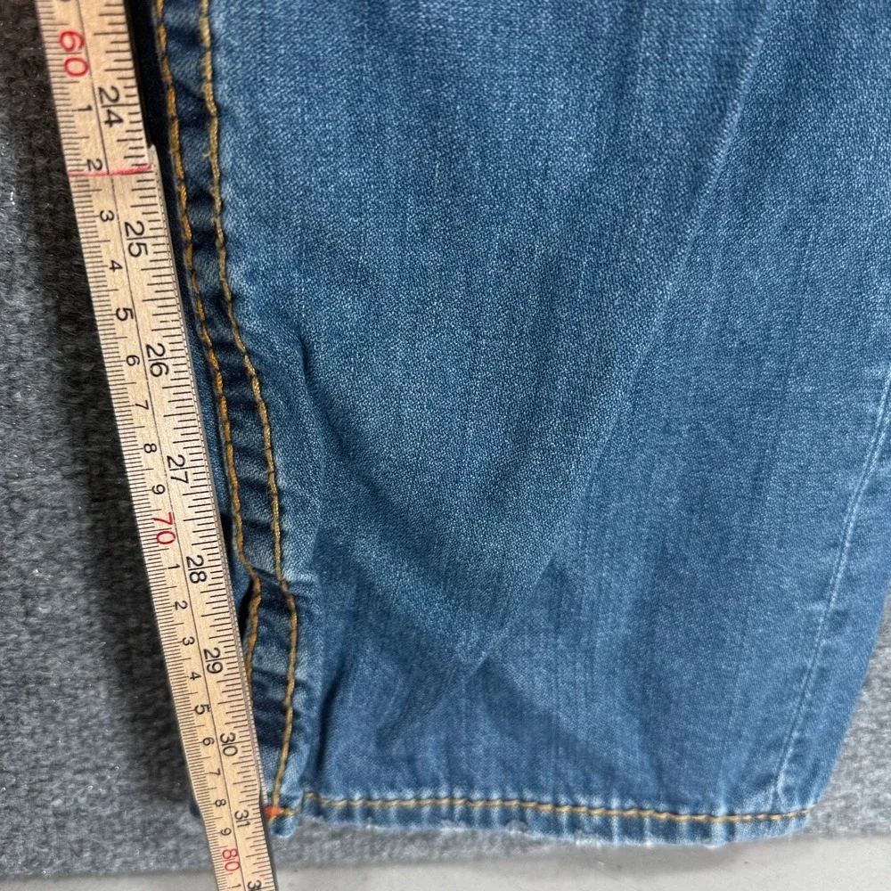 True Religion Slim Jeans Mens 38 Blue Contrast Stitch Horseshoe Denim Casual
